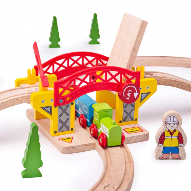 Houten beweegbare brug voor treinbaan