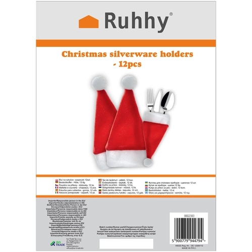 Bestekhoes - Kerstmutsjes, 12 stuks. Ruhhy 22303