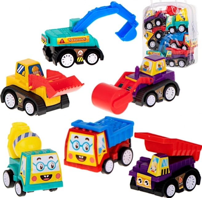 Set van 6 bouwvoertuigen met aandrijving