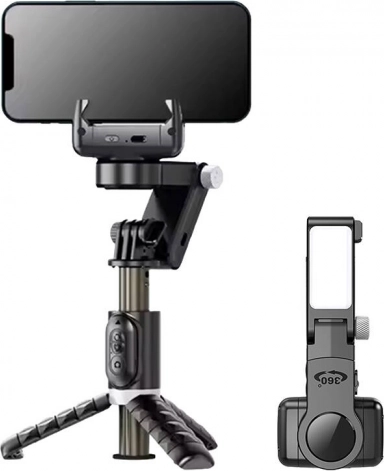 Stabilisator met tripod en licht APEXEL Q18 zwart