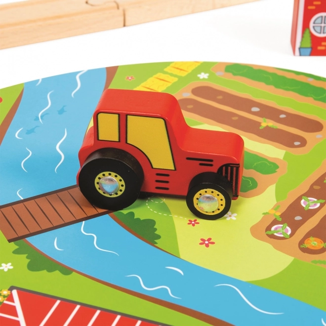 Bigjigs Rail Houten Treinbaan met Plattelandsweg 80 stuks