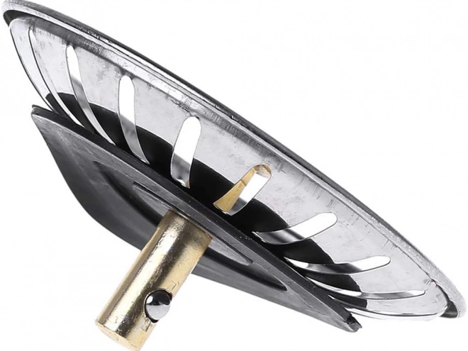 Metalen gootsteenzeef met grote mand en sifon