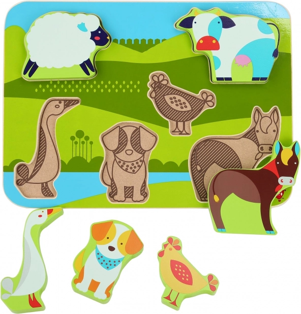 houten inlegpuzzel boerderijdieren LUCY & LEO, 7 stukjes