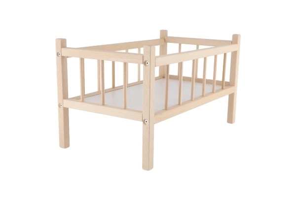 Poppenbedje hout 49x28x28cm in zak