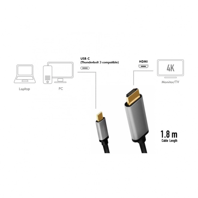 Kabel USB-C naar HDMI 4K 60Hz 1.8m LogiLink