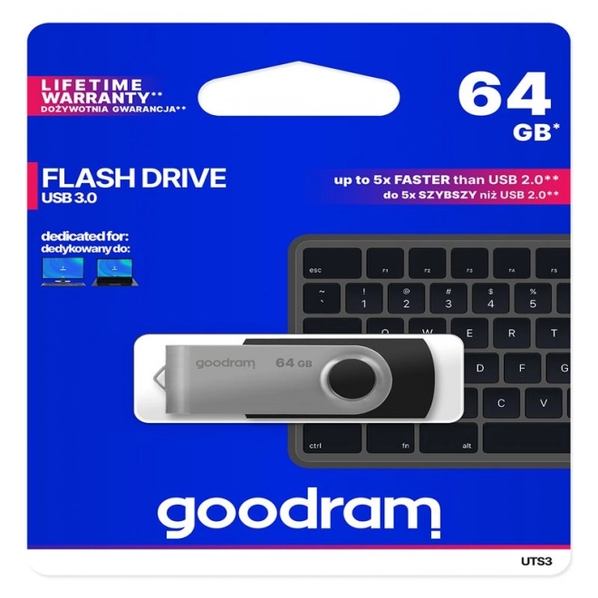 Pendrive GOODRAM Twister 64GB USB 3.0 blauw
