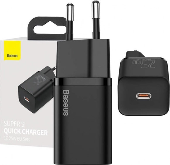 snellader Baseus Super Si 25W met USB‑C (zwart)