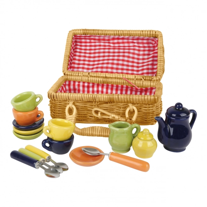 Small Foot Picknickmand met kleurrijk keramisch servies