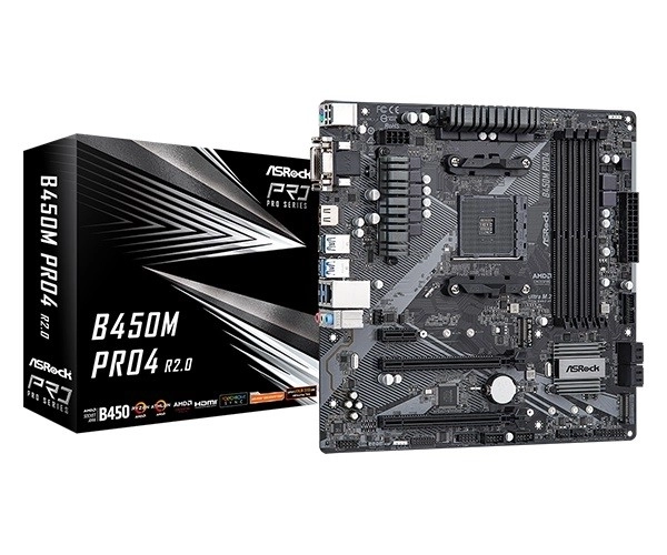ASRock B450M Pro4 R2.0 AM4 uATX moederbord