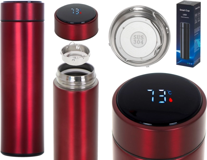 Thermosbeker met slimme LED-display 500 ml – Bordeaux