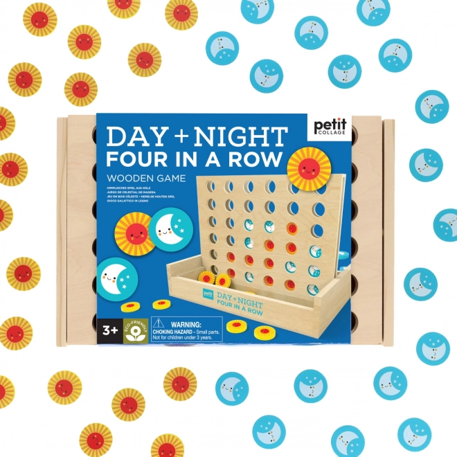 Houten spel Vier op een rij dag en nacht