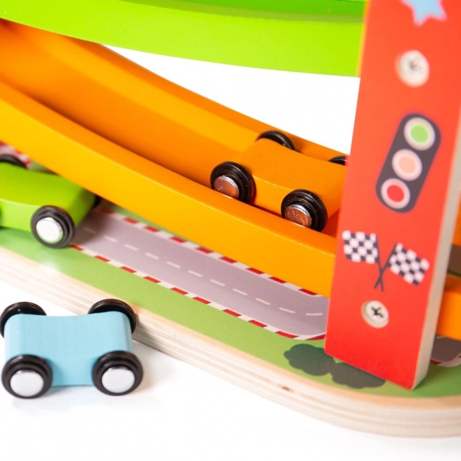 Houten racebaan voor auto's van Bigjigs Toys