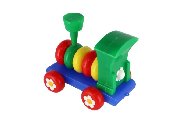 gekleurde plastic trein voor kinderen met ringen