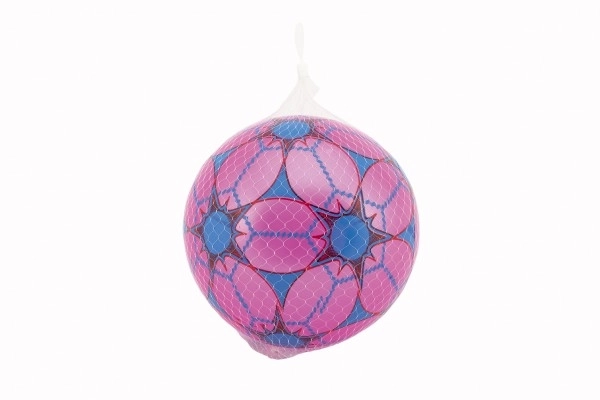 Opblaasbare gekleurde bal rubber 23cm mix kleuren in net
