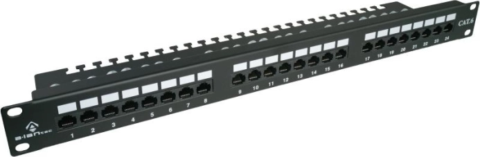Patchpaneel UTP Cat. 6, 24 poorten, LSA met legplank, 1U