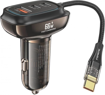 Autolader FONENG C20 66 W met 3 poorten (USB-A + 2× USB-C)