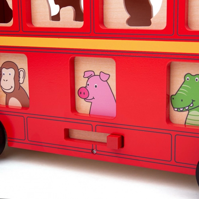 Houten bus met diertjes Bigjigs