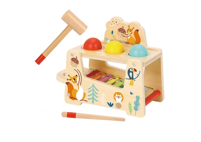 Houten speelgoed 2 in 1 met muziekinstrument en dieren