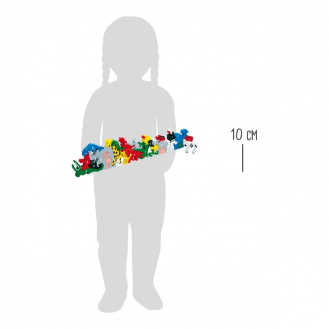 Houten puzzel dieren met letters en cijfers