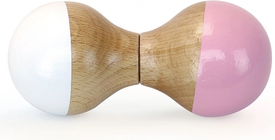 VILAC houten rammelaar voor baby’s, wit‑roze