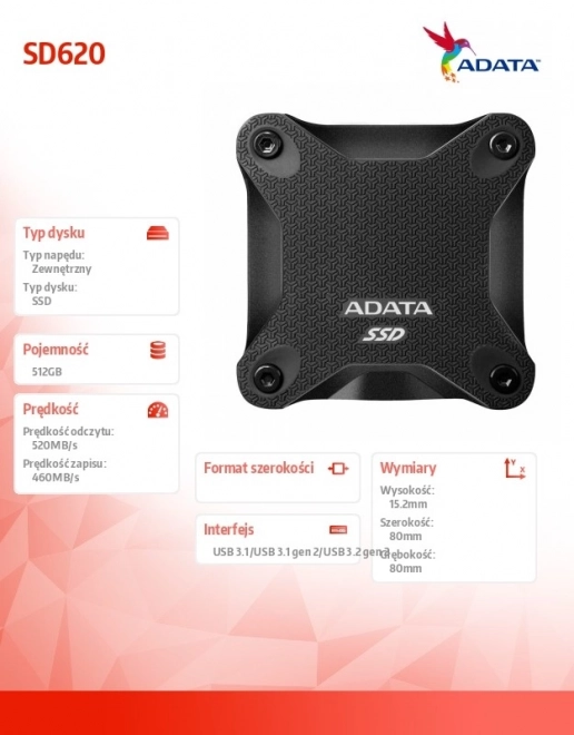 Externe SSD-schijf ADATA SD620 512GB