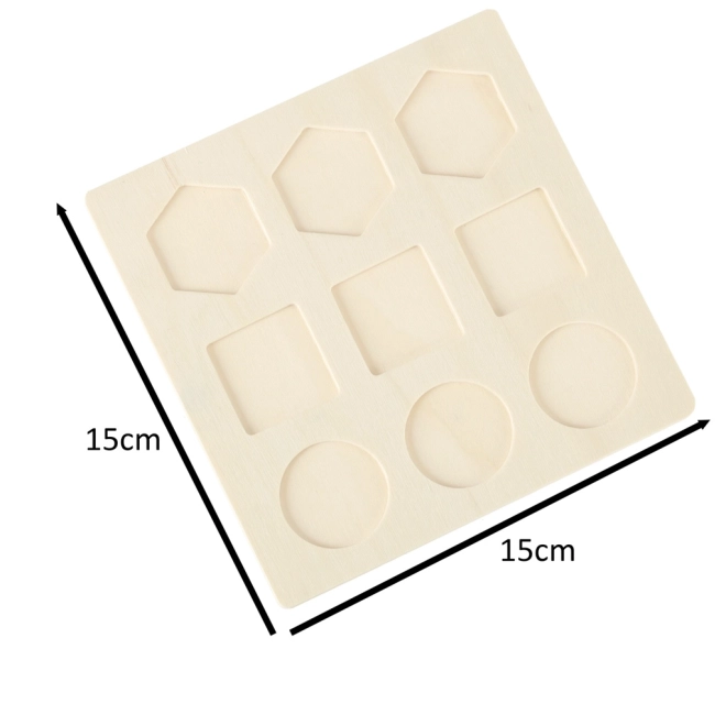 Houten educatieve puzzel van geometrische vormen