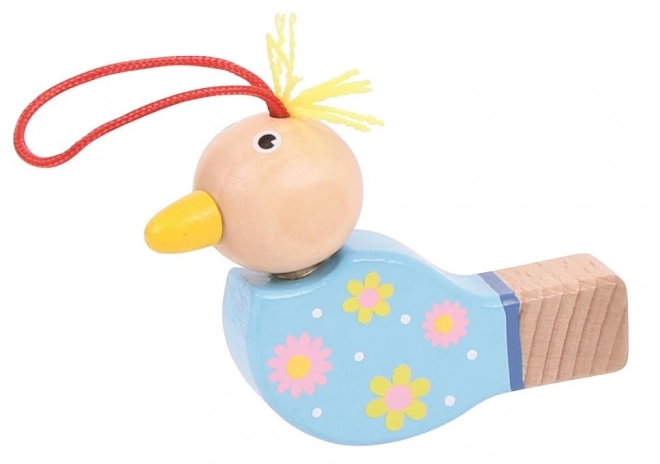 Houten fluit vogeltje 1st geel