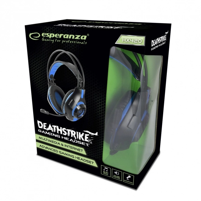 Gaming hoofdtelefoon met microfoon Deathstrike blauw