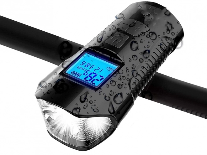 Multifunctionele fietslamp 3-in-1 met LED, kilometerteller en claxon