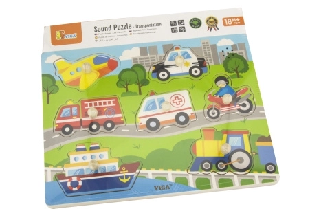 Houten geluids puzzel vervoermiddelen Viga