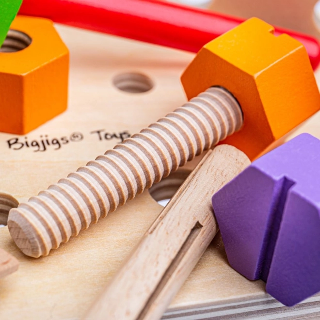 Houten werkbank en gereedschapskist 2-in-1 Bigjigs Toys