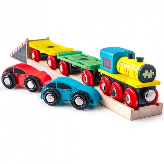Bigjigs Rail Goederentrein met auto's en rails