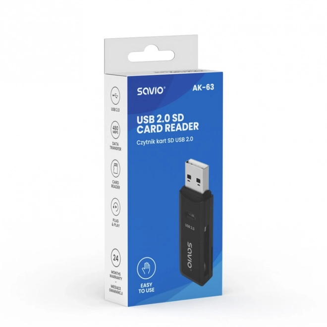 SD-kaartlezer, USB 2.0, 480 Mb/s, AK-63