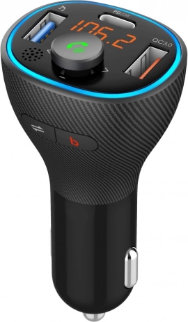 FM-zender voor in de auto met Bluetooth, USB en LED-display