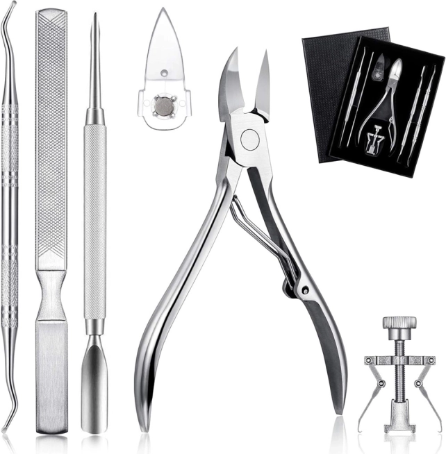 Set voor ingegroeide nagels met nagelkniptang en roestvrijstalen instrumenten