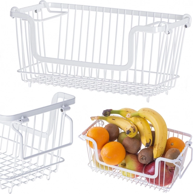 metalen fruit- en groentemand met handgrepen, wit