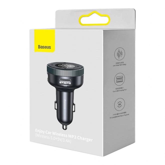 Baseus Enjoy Draadloze Autolader MP3, Bluetooth 5.0, microSD, AUX (Zwart)