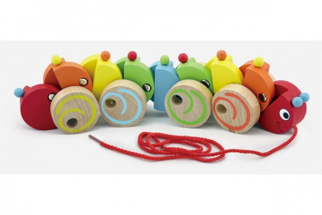 Houten trekfiguur rups