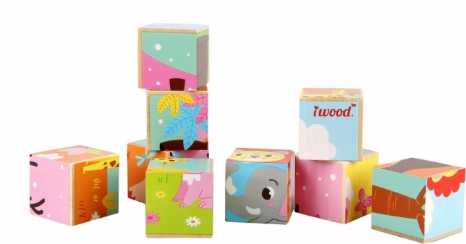 Houten Blokken Dieren Wild Gekleurd
