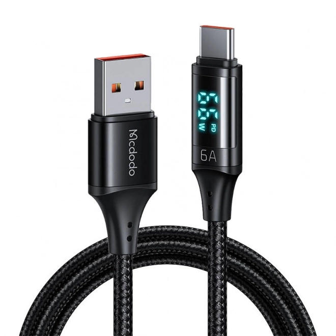 USB naar USB-C kabel Mcdodo CA-1080 met display, 66W, 6A, 1,2 m (zwart)