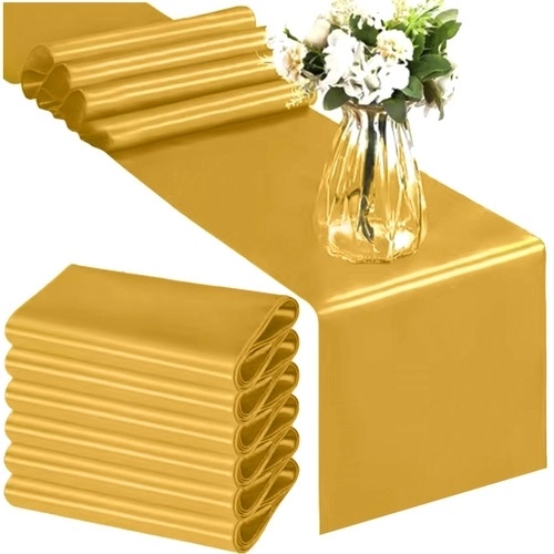 Gouden satijnen tafelloper 900x36 cm