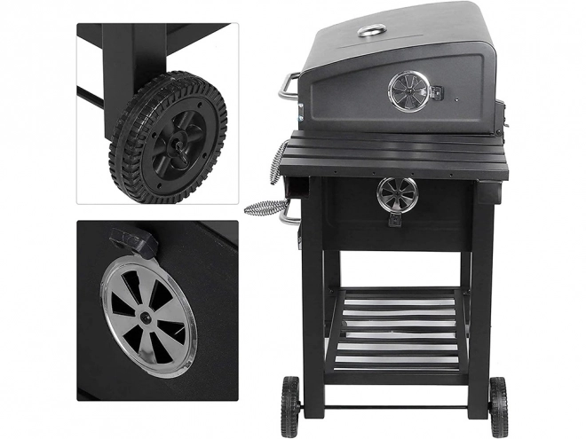Tuinbarbecue op Houtskool met Twee Roosters en Thermometer