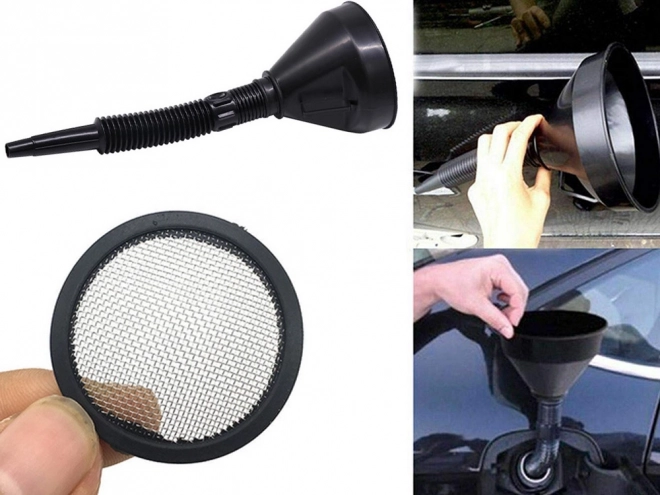 Olie trechter voor auto's met zeef