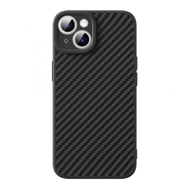 Baseus hoesje van synthetische vezels voor iPhone 15 Plus met gehard glas