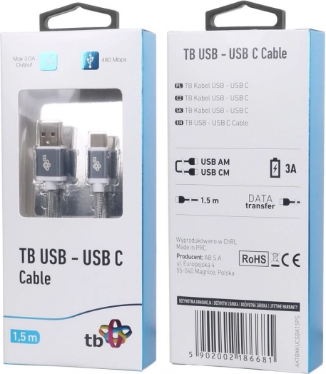 USB-C-kabel 1,5 m Grijs Premium