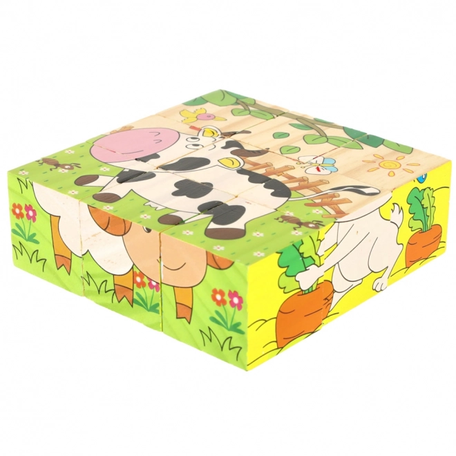 Houten educatieve puzzel boerderij