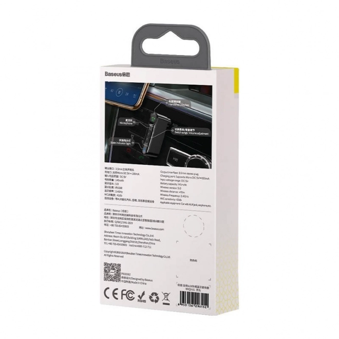 Baseus Qiyin AUX Bluetooth-ontvanger voor auto zwart