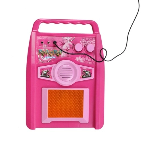 Gitaar + microfoon + versterker roze 22407
