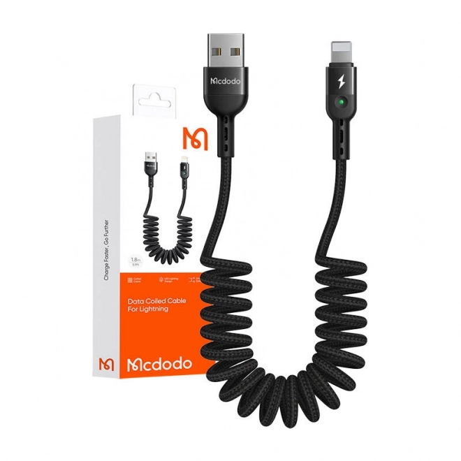 Veerkabel USB Lightning Mcdodo zwart 1,8 m
