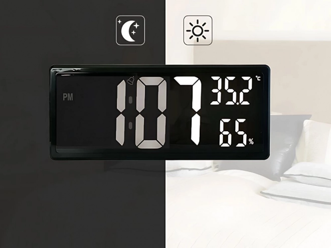 Digitale klok met LED-display en functie voor het meten van temperatuur en vochtigheid